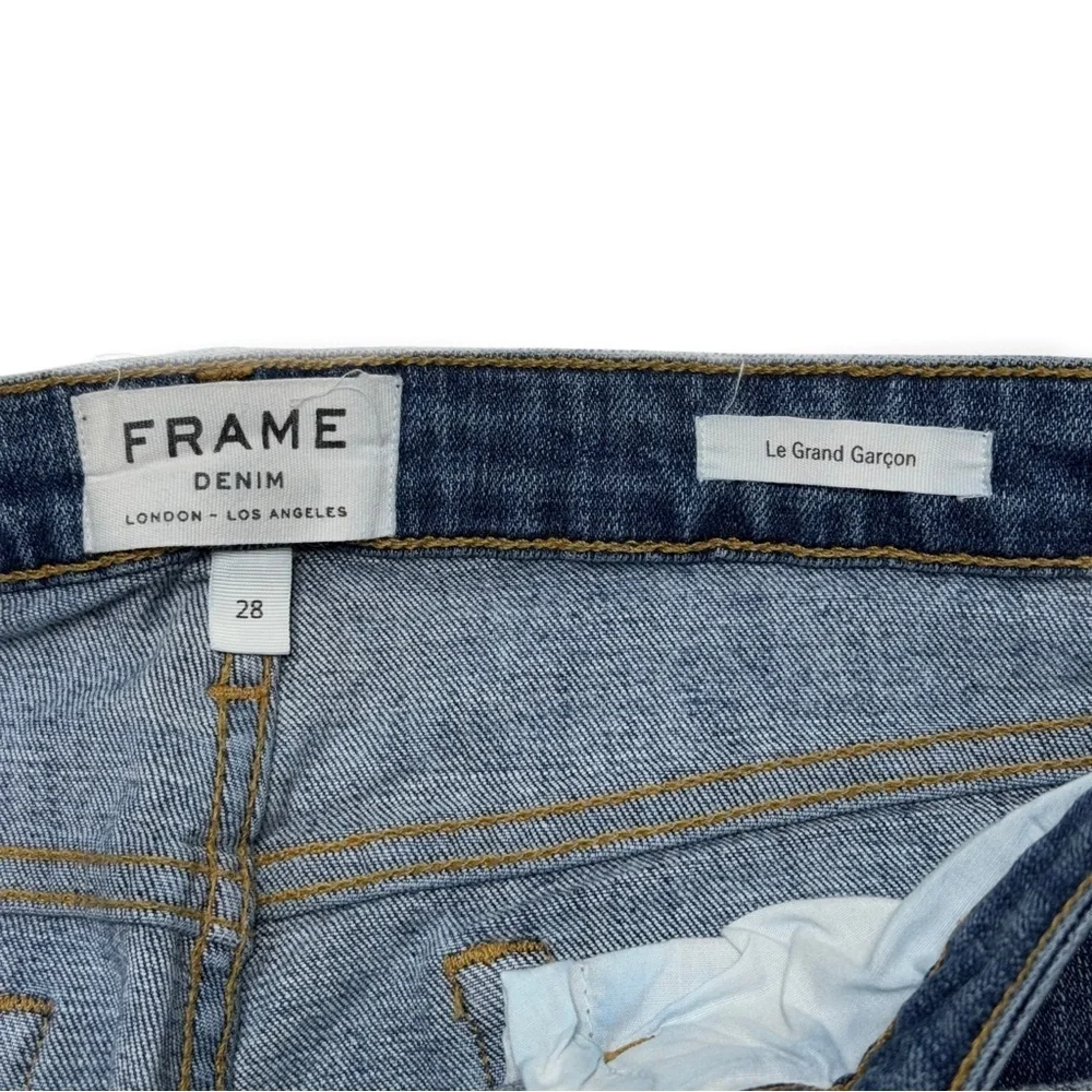 {Frame} "Le Grand Garcon in Fairbanks" Straight Leg Distressed Stretch Jeans - Picture 5 of 7